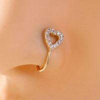 Fashion Moon Heart Shape Flower Copper Plating Inlay Zircon Nose Studs 1 Piece sku image 3