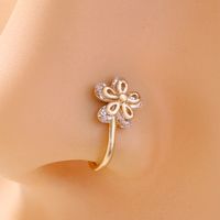 Fashion Moon Heart Shape Flower Copper Plating Inlay Zircon Nose Studs 1 Piece sku image 5