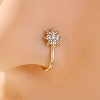 Fashion Moon Heart Shape Flower Copper Plating Inlay Zircon Nose Studs 1 Piece sku image 1