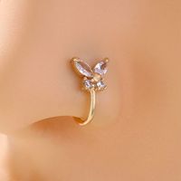 Fashion Moon Heart Shape Flower Copper Plating Inlay Zircon Nose Studs 1 Piece sku image 2