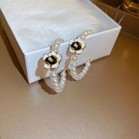 Mode Fleur Alliage Placage Perles Artificielles Femmes Des Boucles D'oreilles 1 Paire main image 5
