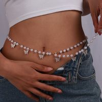 Fashion Butterfly Imitation Pearl Alloy Sequins Women's Waist Chain 1 Piece main image 1