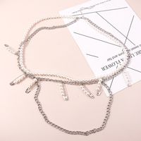 Fashion Solid Color Imitation Pearl Alloy Women's Waist Chain 1 Piece sku image 1