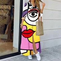 Women's Shirt Dress Fashion Turndown Printing Long Sleeve Color Block Maxi Long Dress Daily main image 6