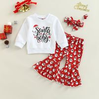 Christmas Fashion Letter Printing Cotton Girls Clothing Sets main image 1