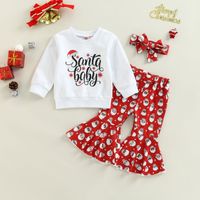 Christmas Fashion Letter Printing Cotton Girls Clothing Sets main image 6