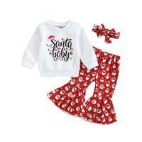 Christmas Fashion Letter Printing Cotton Girls Clothing Sets sku image 2