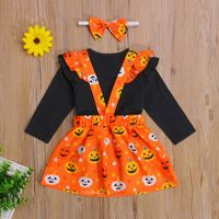 Halloween Fashion Pumpkin Printing Cotton Girls Clothing Sets main image 5