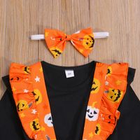 Víspera De Todos Los Santos Moda Calabaza Impresión Algodón Conjuntos De Ropa Para Niñas main image 2