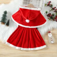 Christmas Fashion Color Block Patchwork Polyester Girls Clothing Sets main image 3