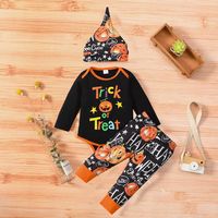 Halloween Fashion Pumpkin Printing Cotton Boys Clothing Sets main image 1