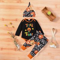 Halloween Fashion Pumpkin Printing Cotton Boys Clothing Sets main image 6