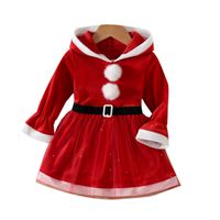 Christmas Princess Color Block Patchwork Polyester Girls Dresses sku image 1