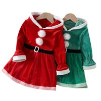 Christmas Princess Color Block Patchwork Polyester Girls Dresses main image 5