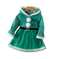 Christmas Princess Color Block Patchwork Polyester Girls Dresses sku image 8