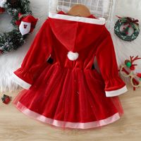 Christmas Princess Color Block Patchwork Polyester Girls Dresses main image 4