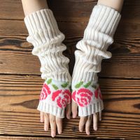 Women's Fashion Flower Knitted Fabric Gloves 1 Pair main image 1