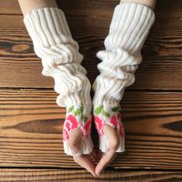Women's Fashion Flower Knitted Fabric Gloves 1 Pair main image 3