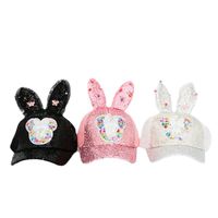 Children Unisex Cute Bunny Ears Sequins Curved Eaves Ivy Cap main image 1