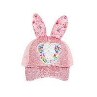 Children Unisex Cute Bunny Ears Sequins Curved Eaves Ivy Cap main image 2