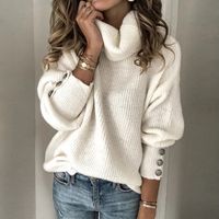 Women'S Sweater Long Sleeve Sweaters & Cardigans Button Fashion Solid Color main image 10