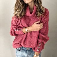 Women'S Sweater Long Sleeve Sweaters & Cardigans Button Fashion Solid Color main image 9