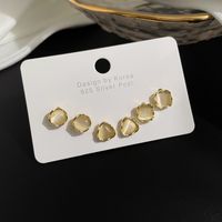 Simple Style Crown Bow Knot Alloy Plating Rhinestones Women's Ear Studs 3 Pairs sku image 4
