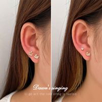 Simple Style Crown Bow Knot Alloy Plating Rhinestones Women's Ear Studs 3 Pairs sku image 1