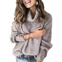 Women'S Sweater Long Sleeve Sweaters & Cardigans Button Fashion Solid Color main image 8