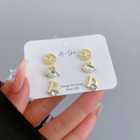 Simple Style Crown Bow Knot Alloy Plating Rhinestones Women's Ear Studs 3 Pairs sku image 2