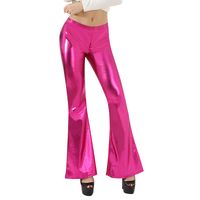 Fashion Solid Color Pu Polyester Full Length Patchwork Flared Pants main image 5