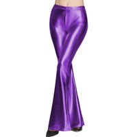 Fashion Solid Color Pu Polyester Full Length Patchwork Flared Pants main image 2