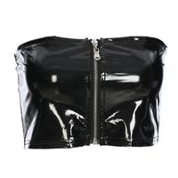 Fashion Solid Color Pu Polyester Strapless Zipper Bandeau main image 4
