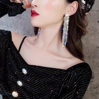 Fashion Tassel Rhinestone Inlay Pearl Women's Drop Earrings 1 Pair main image 3