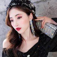 Fashion Tassel Rhinestone Inlay Pearl Women's Drop Earrings 1 Pair main image 2