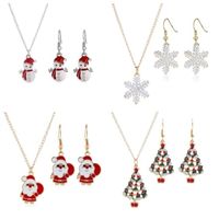 Fashion Christmas Tree Snowman Alloy Plating Inlay Artificial Gemstones Christmas Women's Earrings Necklace main image 1
