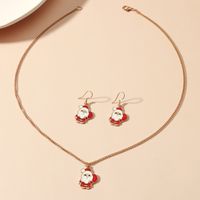 Fashion Christmas Tree Snowman Alloy Plating Inlay Artificial Gemstones Christmas Women's Earrings Necklace sku image 3