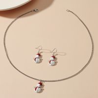 Fashion Christmas Tree Snowman Alloy Plating Inlay Artificial Gemstones Christmas Women's Earrings Necklace main image 5