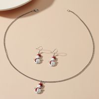 Fashion Christmas Tree Snowman Alloy Plating Inlay Artificial Gemstones Christmas Women's Earrings Necklace sku image 1