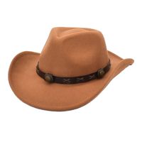 Women's Cowboy Style Solid Color Flat Eaves Fedora Hat main image 4