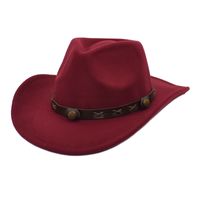 Women's Cowboy Style Solid Color Flat Eaves Fedora Hat main image 3
