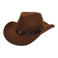 Women's Cowboy Style Solid Color Flat Eaves Fedora Hat main image 5
