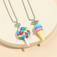 Cartoon Style Ice Cream Soft Clay Girl's Pendant Necklace 2 Pieces main image 1