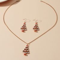 Fashion Christmas Tree Snowman Alloy Plating Inlay Artificial Gemstones Christmas Women's Earrings Necklace main image 2