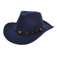 Women's Cowboy Style Solid Color Flat Eaves Fedora Hat main image 2