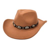 Unisex Cowboy-stil Einfarbig Flache Traufen Fedora-hut main image 4