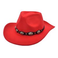 Unisex Cowboy-stil Einfarbig Flache Traufen Fedora-hut sku image 1