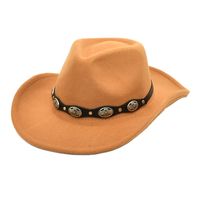 Unisex Cowboy-stil Einfarbig Flache Traufen Fedora-hut sku image 5