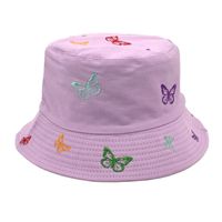 Women's Sweet Butterfly Embroidery Flat Eaves Bucket Hat sku image 3