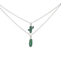 Cartoon Style Cactus Alloy Enamel Girl's Layered Necklaces main image 4